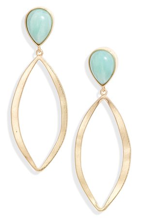 Halogen® Semiprecious Stone & Open Marquise Drop Earrings | Nordstrom