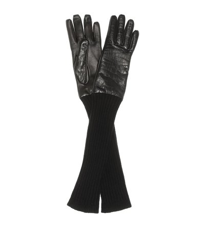 Max Mara - Lani leather and wool gloves | Mytheresa