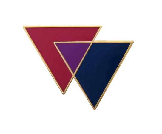 Bisexual Bi Pride Biangles LGBTQ+ Gold Plated Pin Badge