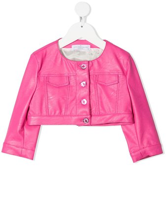 Shop pink Colorichiari faux-leather cropped jacket with Express Delivery - Farfetch
