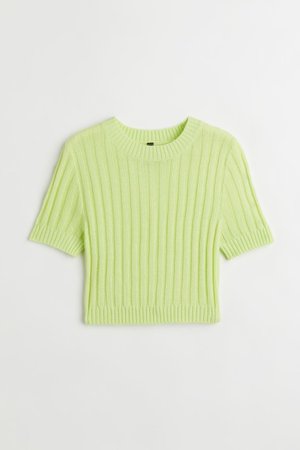 Knit Crop Top - Light green - Ladies | H&M US