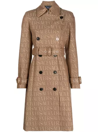 Versace Versace Allover-jacquard Trench Coat - Farfetch