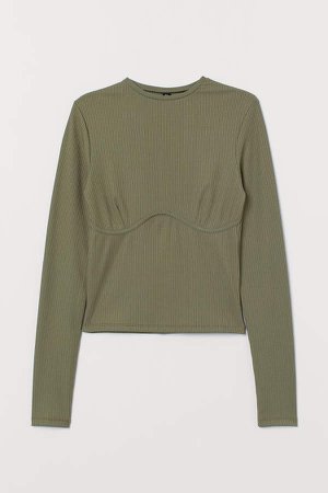 Ribbed Jersey Top - Green