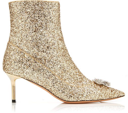 R' Embellished Leather Ankle Boots