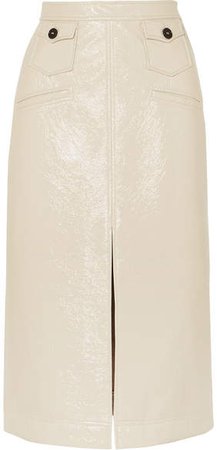 Faux Patent-leather Pencil Skirt - Cream