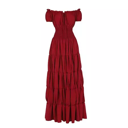 Medieval Renaissance Vintage Midi Dress - red