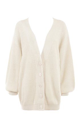Clothing : Tops : 'Steffi' Cream Chunky Rib Knit Oversized Cardigan
