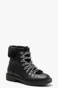 Faux Fur Lined Hiker Boots