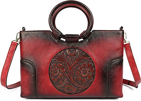 Amazon.com: PU Handbag for Women,Vintage Design Embossed Totem Purse Organizer Top-Handle Satchel Handmade Medium Crossbody …(Grey) : Clothing, Shoes & Jewelry