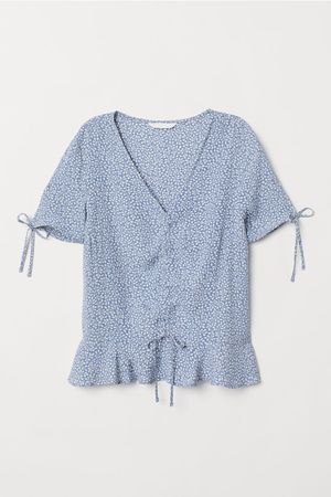 Patterned Viscose Blouse - Blue/patterned - Ladies | H&M US