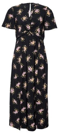Black Floral Print Tea Dress