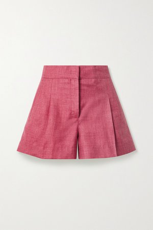 Pink + NET SUSTAIN pleated mélange organic wool, silk and linen-blend shorts | CASASOLA | NET-A-PORTER