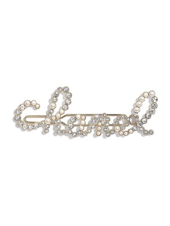 chanel (metal-Glass-pearls-strass-pearlywhite) gold brooch