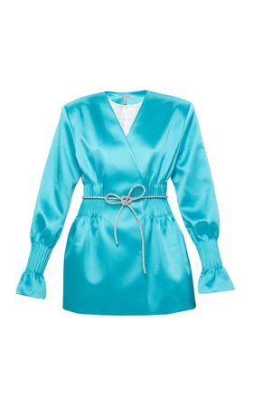 Aqua Blue Blazer Dress by Mach & Mach | Moda Operandi