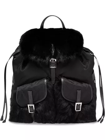 Prada Saffiano and fur trimmed backpack £1,710 - Buy Online - Mobile Friendly, Fast Delivery