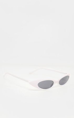 White Super Slim Cat Eye Sunglasses | PrettyLittleThing