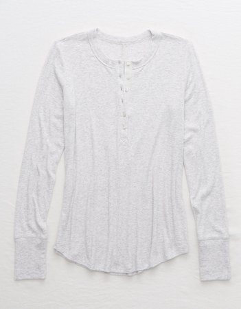 Aerie Long Sleeve Ribbed Henley T-Shirt