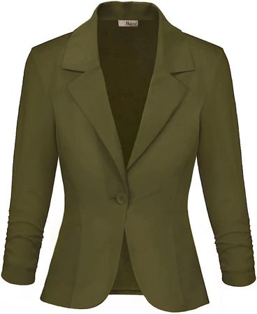 Women's Lightweight Casual Work Office Stretch Ponte Cardigan Blazer Jacket JK1131 Olive Large at Amazon Women’s Clothing store