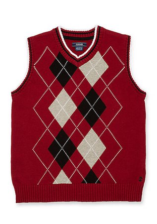 red argyle sweater vest
