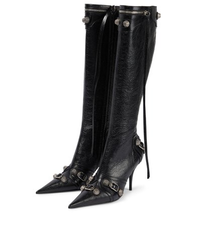 Balenciaga - Cagole leather knee-high boots | Mytheresa
