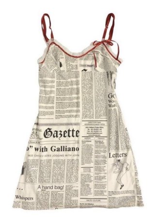 newspaper dress w/ red ribbon png