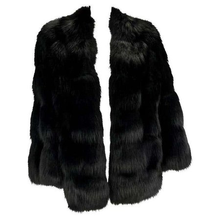 F/W 1997 Gucci by Tom Ford Runway Black Fox Fur Chubby Museum Coat For Sale at 1stDibs