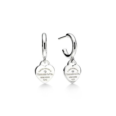 Return to Tiffany™ Hoop Earrings in Sterling Silver with Diamonds, Mini | Tiffany & Co.