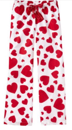 red and white heart pj pants