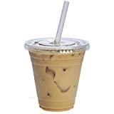 Amazon.com: [100 Pack] 16 oz BPA Free Clear Plastic Cups With Flat Slotted Lids for Iced Cold Drinks Coffee Tea Smoothie Bubble Boba, Disposable, Medium Size: Home & Kitchen