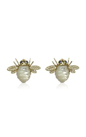 Mother Of Pearl Bee Earrings By Casa Castro | Moda Operandi