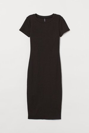 Ribbed Jersey Dress - Black - Ladies | H&M US
