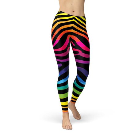 Rainbow Zebra Leggings For Women Womens Rainbow Leggings | Etsy