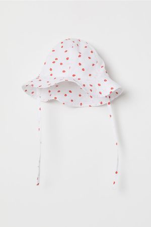 Sun Hat with Ties - White/strawberries - Kids | H&M US
