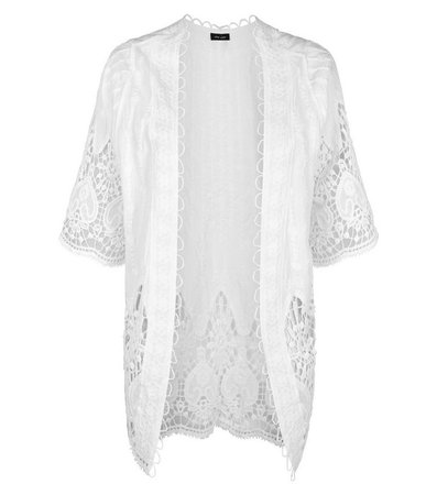 White Crochet Kimono | New Look