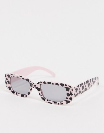 ASOS DESIGN cow print square sunglasses in pink | ASOS
