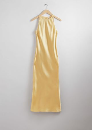 Slim Satin Midi Dress - Yellow - Midi dresses - & Other Stories US