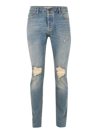 Light Wash Blow Out Skinny Jeans - Jeans - Clothing - TOPMAN USA