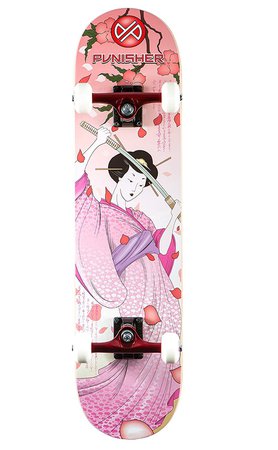 Punisher Skateboards Samurai Complete Skateboard with Convace Deck, Pink