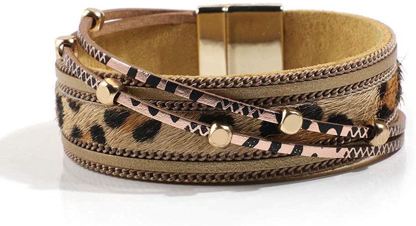 AmazonSmile: Vercret Leather Wrap Bracelet for Women - Multi-Layer Bracelets for Girl, Ideal Gift Bracelet for Women, Big Sister, Mom (Leopard): Jewelry