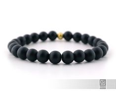 Stretch Bracelets Set 8 mm Black Onyx Men's Wrist Accessory