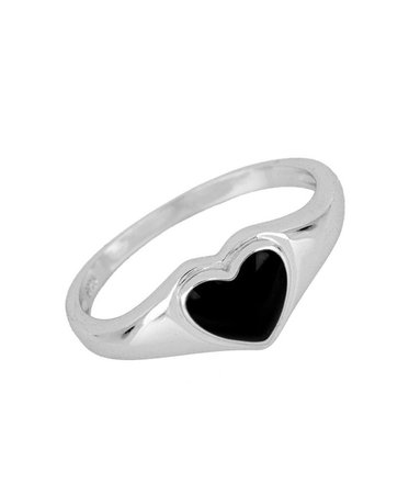 black heart silver ring