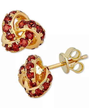 Macy's Rhodolite Garnet Love Knot Stud Earrings (4 ct. t.w.) in 14k Gold-Plated Sterling Silver