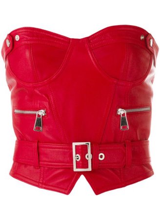 red faux leather crop top