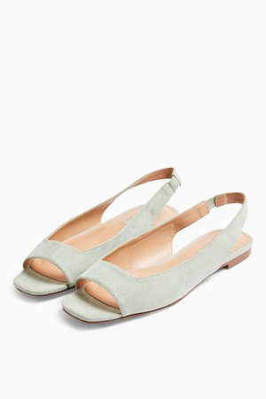 ANNIE Mint Square Peep Slingback Shoes | Topshop
