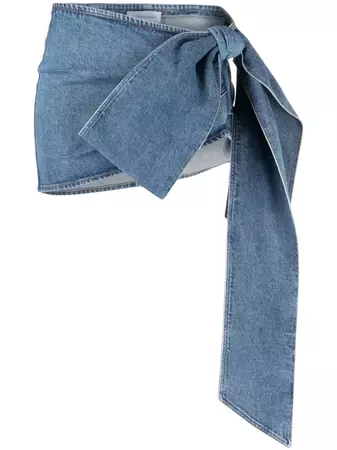 Blumarine oversize-bow Denim Miniskirt - Farfetch