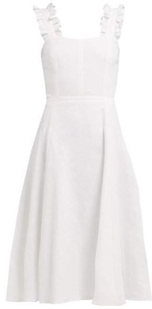 Ephemera - Bloom Ruffled Linen Dress - Womens - Ivory