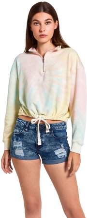 Tie-Dye Cropped Sweatshirt Rainbow Multi