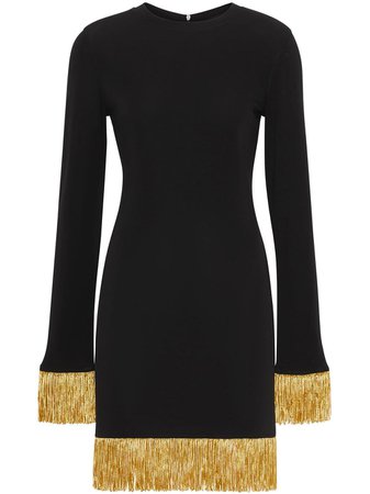 Black Burberry Metallic Fringe Detail Stretch Jersey Dress | Farfetch.com