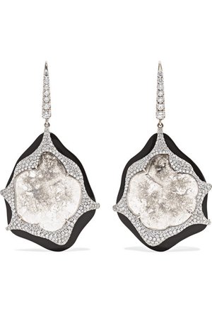 Martin Katz | 18-karat white gold, diamond and enamel earrings | NET-A-PORTER.COM