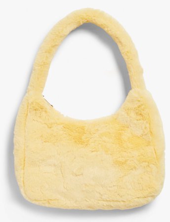 monki yellow faux fur shoulder bag